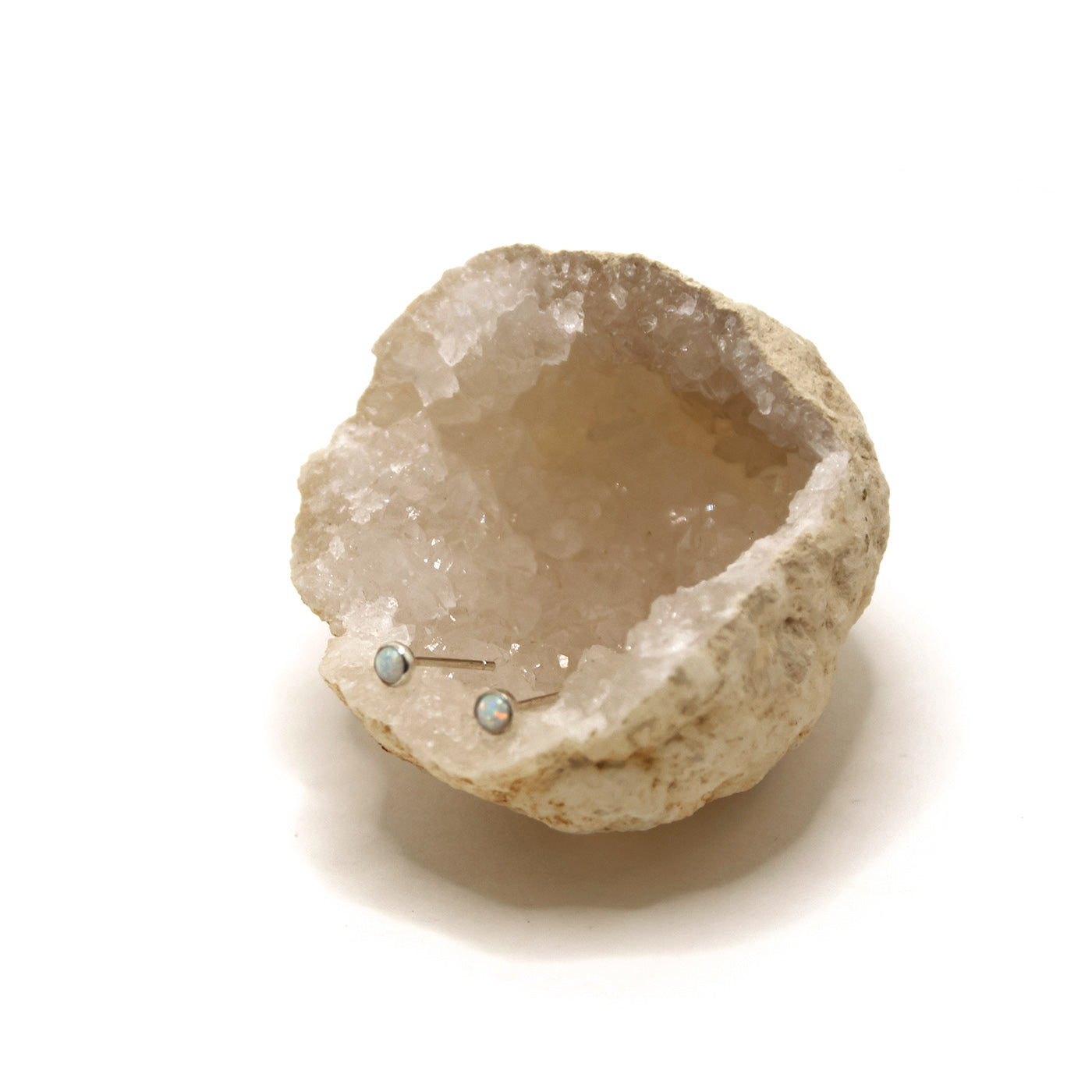 Kyocera Opal and Sterling Silver Dot Studs
