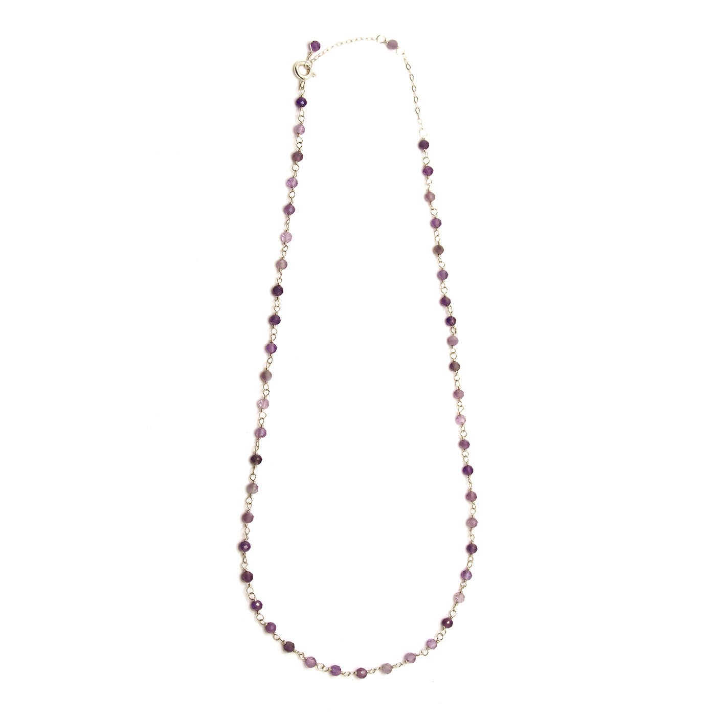 Amethyst and Sterling Silver Wire Wrapped Beaded Necklace