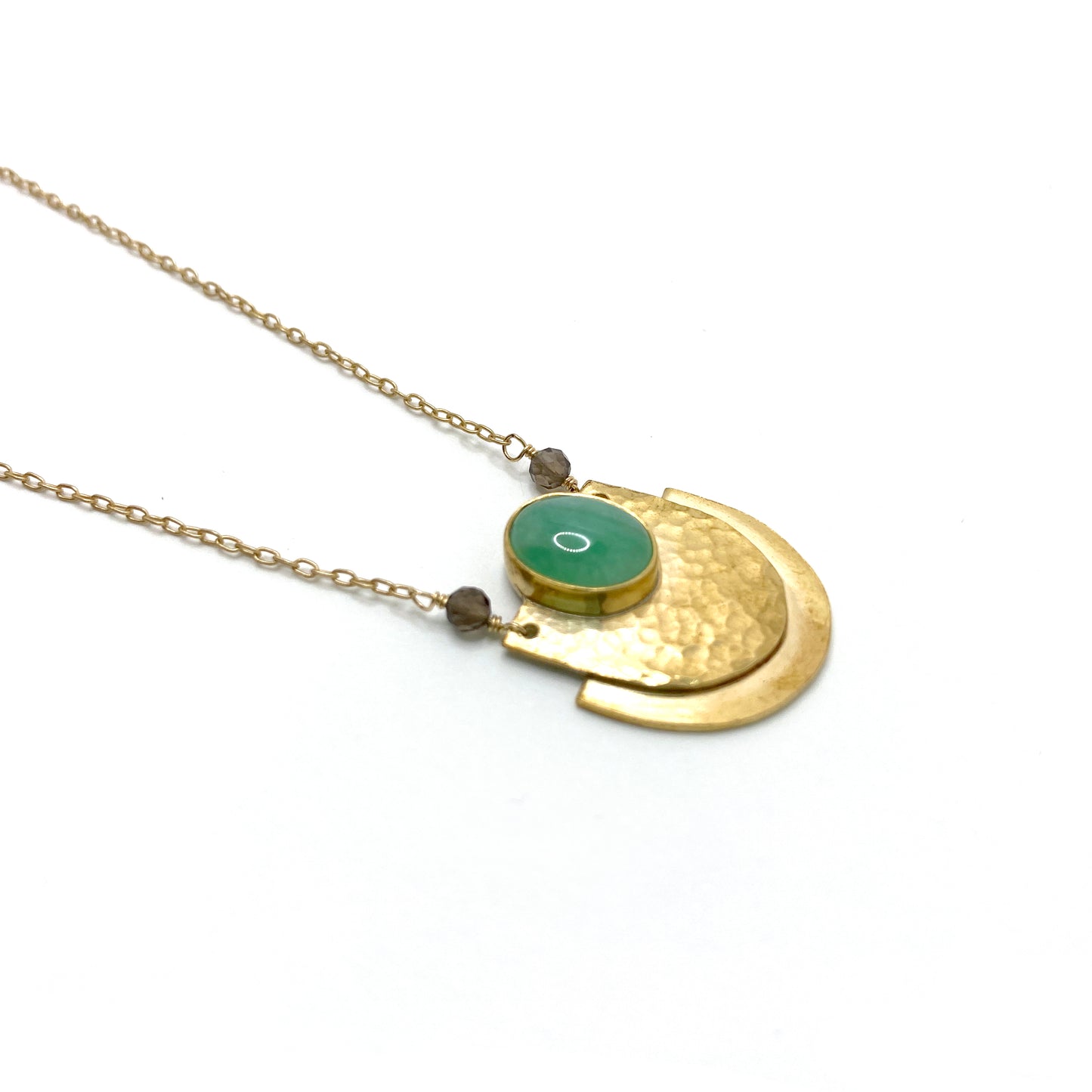 Irma Green Quartzite Necklace in Brass with 14k Gold Filled Chain