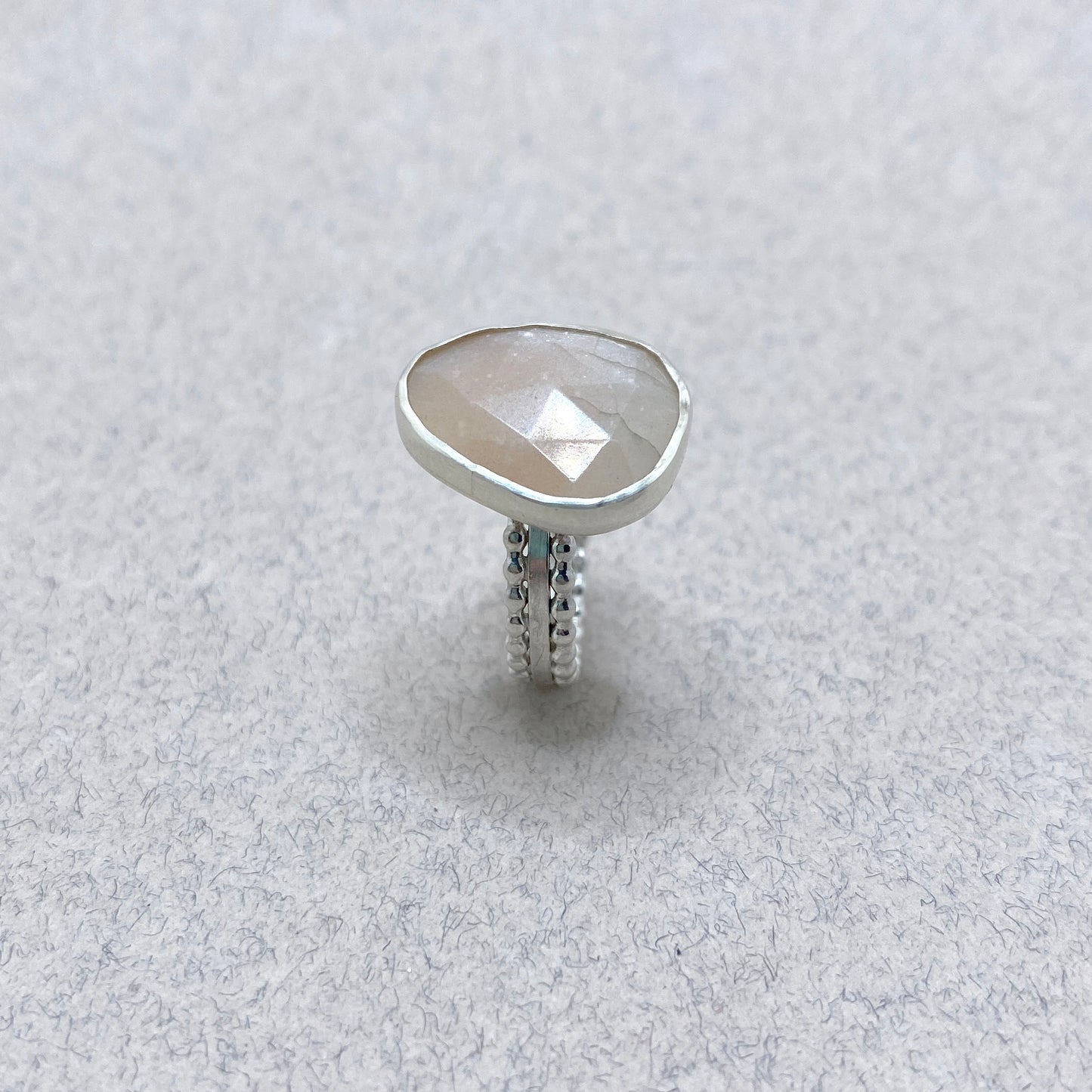 Rosecut Peach Moonstone Ring Size 7.5