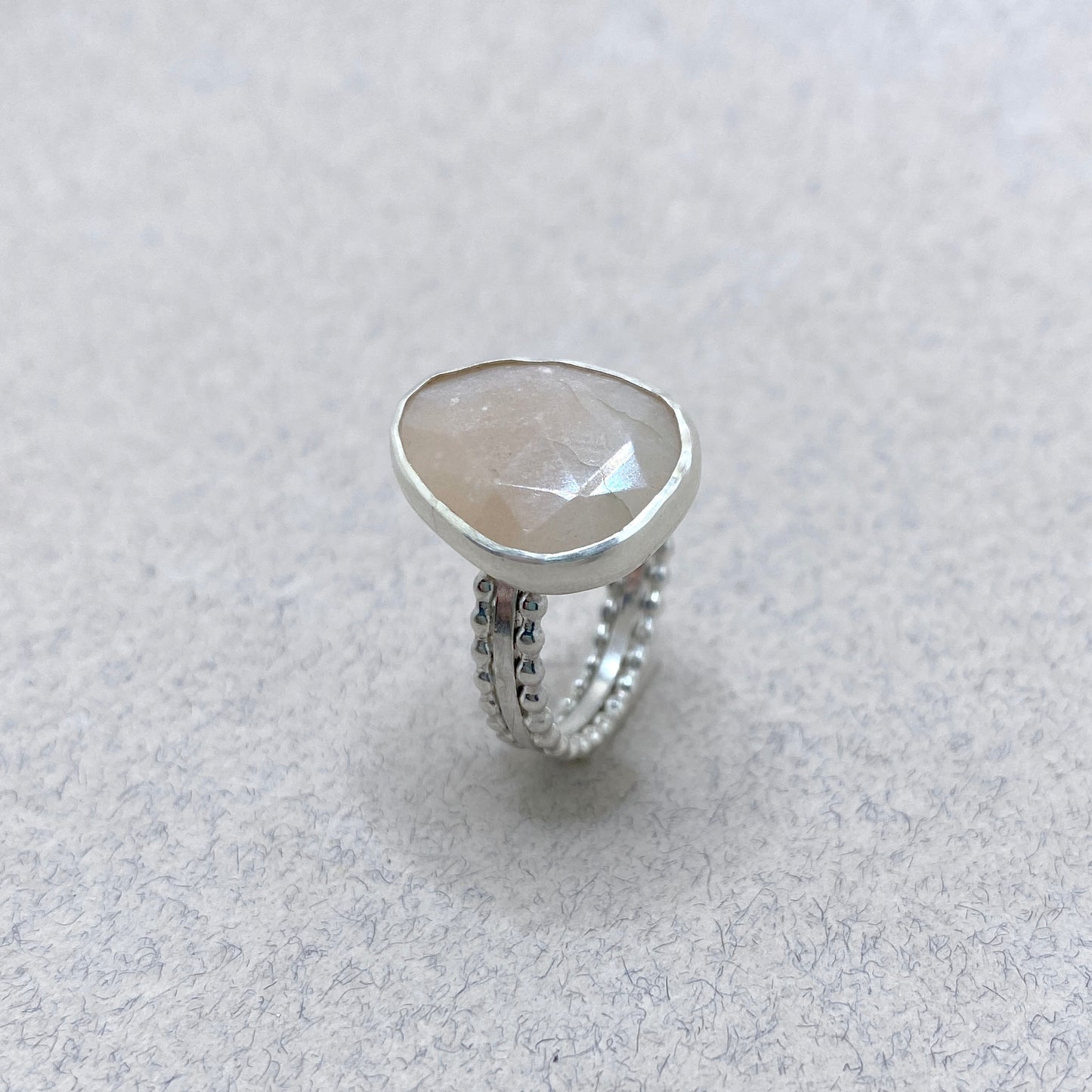 Rosecut Peach Moonstone Ring Size 7.5
