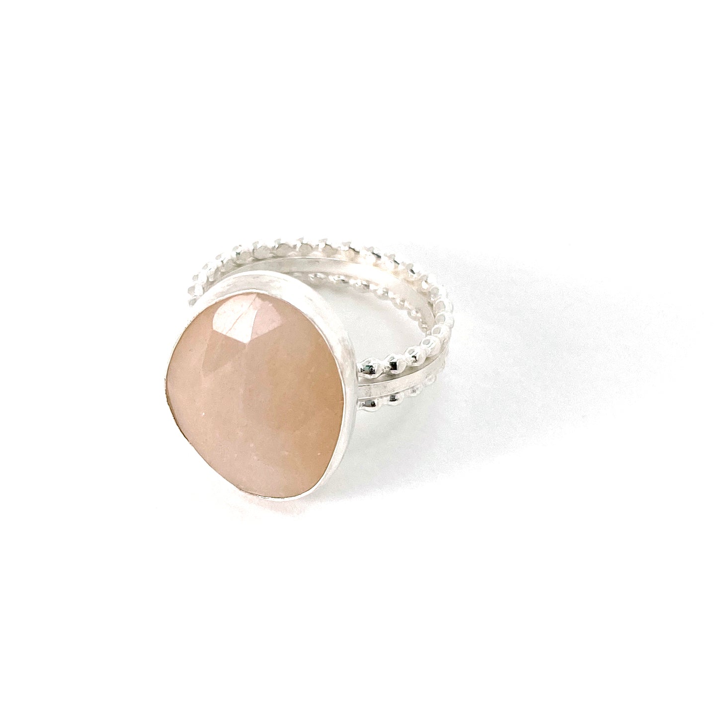 Rosecut Peach Moonstone Ring Size 7