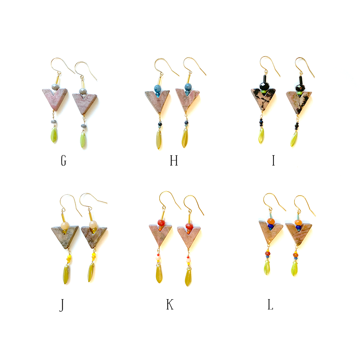 Summer colour splash earrings - brass and rhodonite