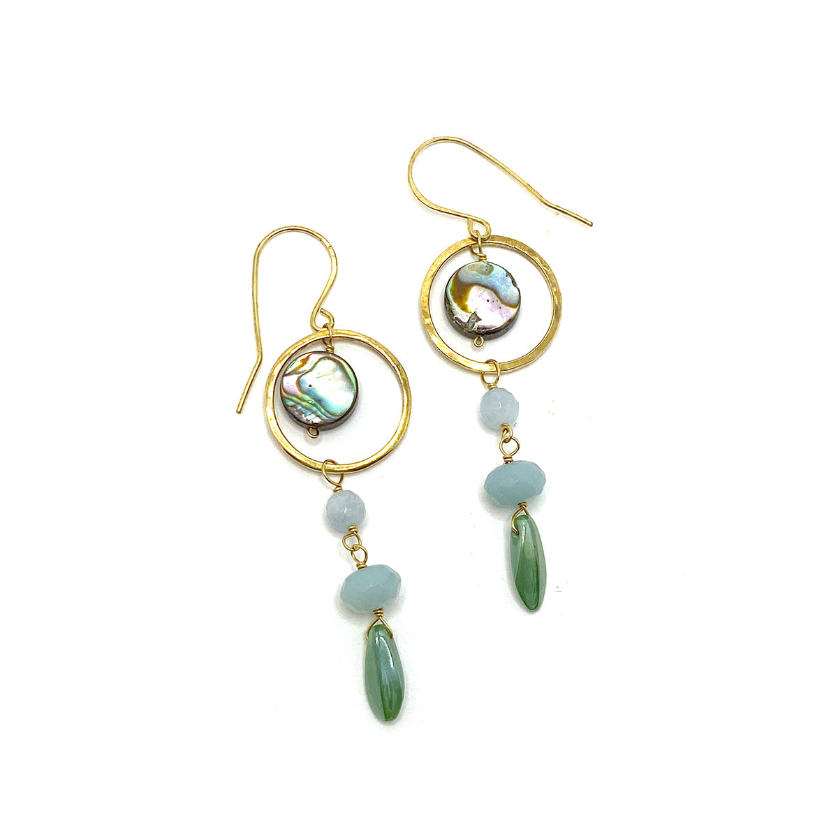 Brass Loop Earrings with Beads
