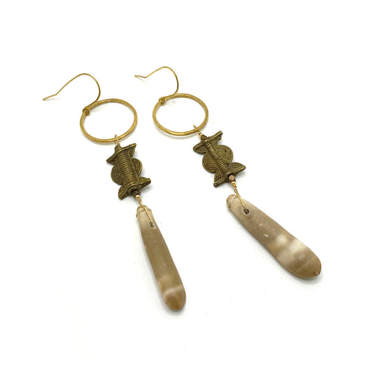Brass Loop Earrings with Beads