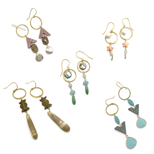 Brass Loop Earrings with Beads
