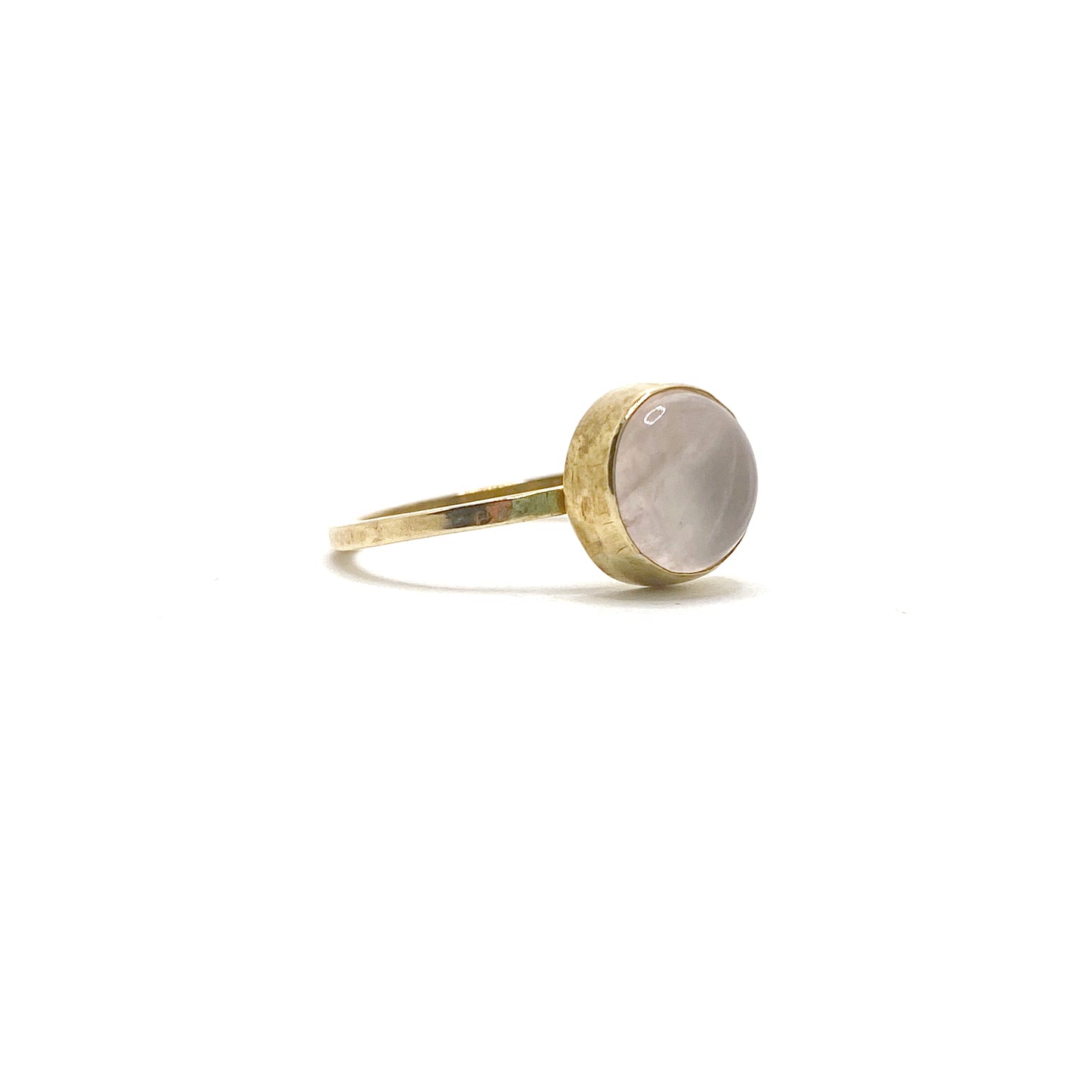 Rose Quartz and Brass Ring Size 5.25