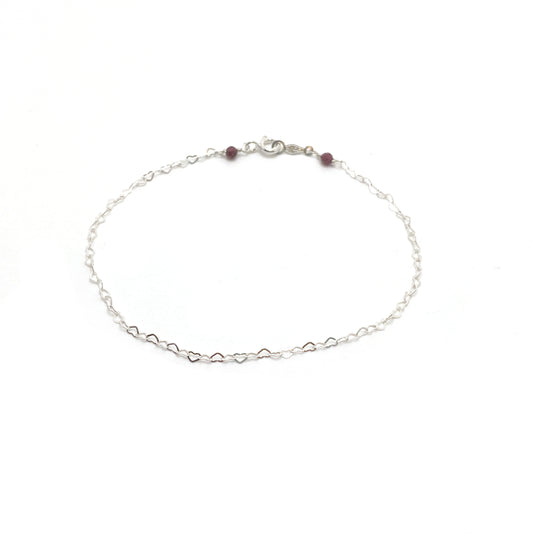 Heart Bracelet with Garnet Clasp