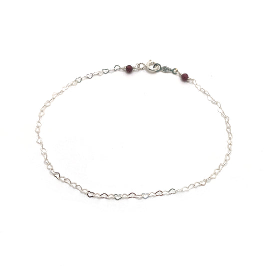 Heart Bracelet with Garnet Clasp