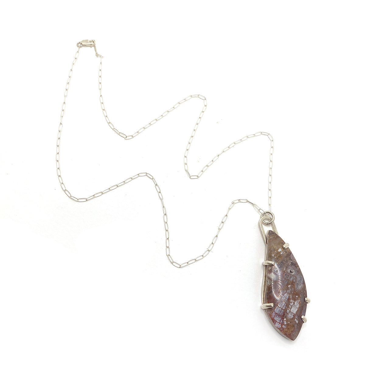 Jasperized Fossil Coral Druzy Pendant