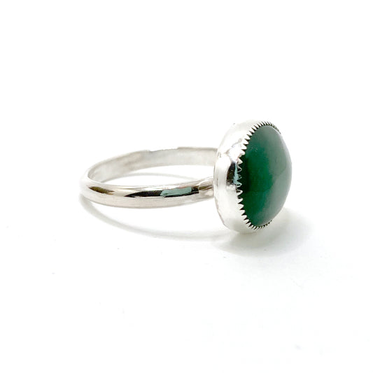 Green Quartzite Oval Ring Size 13
