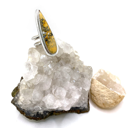 Jasper Raindrop Double-Banded Halo Ring Size 11.5