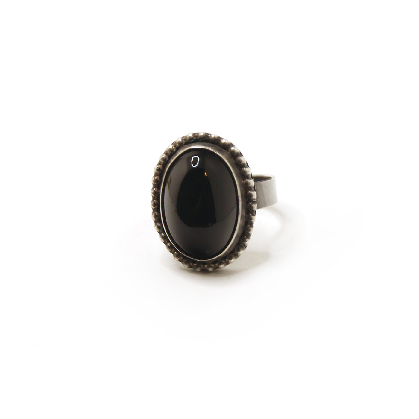 Onyx Ring with Oxidized Sterling Silver Size 6.5