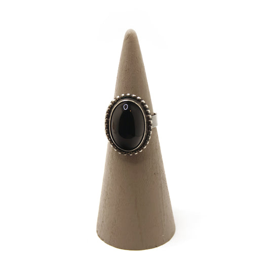Onyx Ring with Oxidized Sterling Silver Size 6.5
