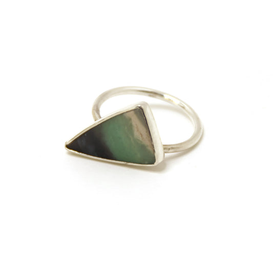 Opalized Fossil Wood Triangle Ring Size 7.5