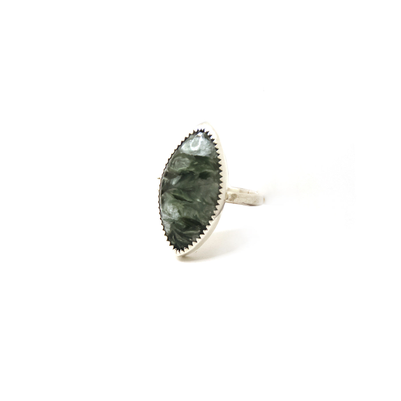 Seraphinite and Sterling Silver Ring - Size 9