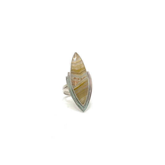 Banded Agate Marquis Ring - Size 9