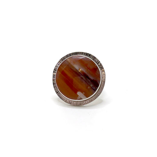 Red agate circle with radiant halo size 3.5
