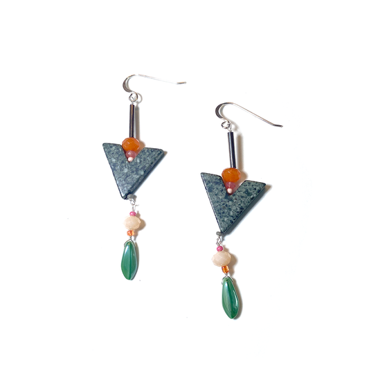 Summer colour splash earrings - sterling silver and jasper