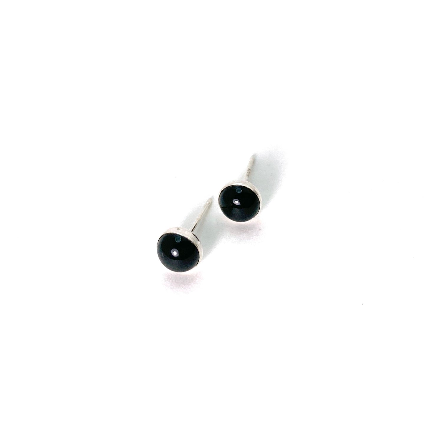Onyx and Sterling Silver Dorothy Studs