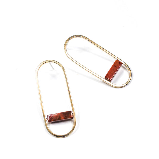Gemstone Bar Paperclip Studs