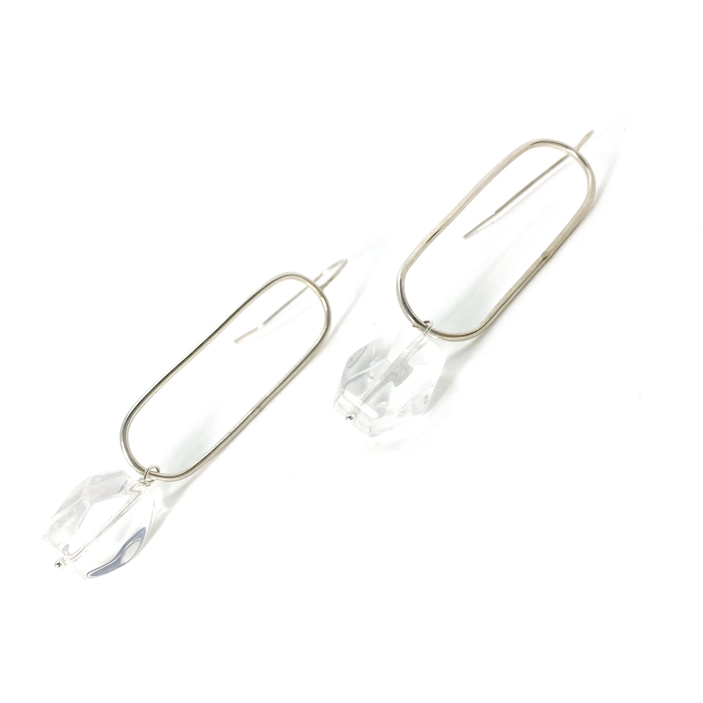 Sterling Silver Oval and Quartz Drops