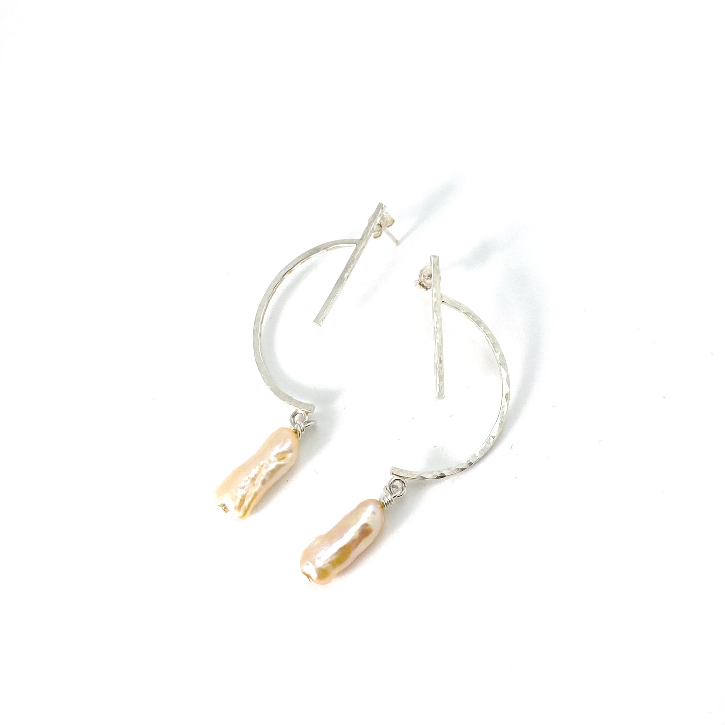 Ginger Modern Pearl Earrings in Sterling Silver
