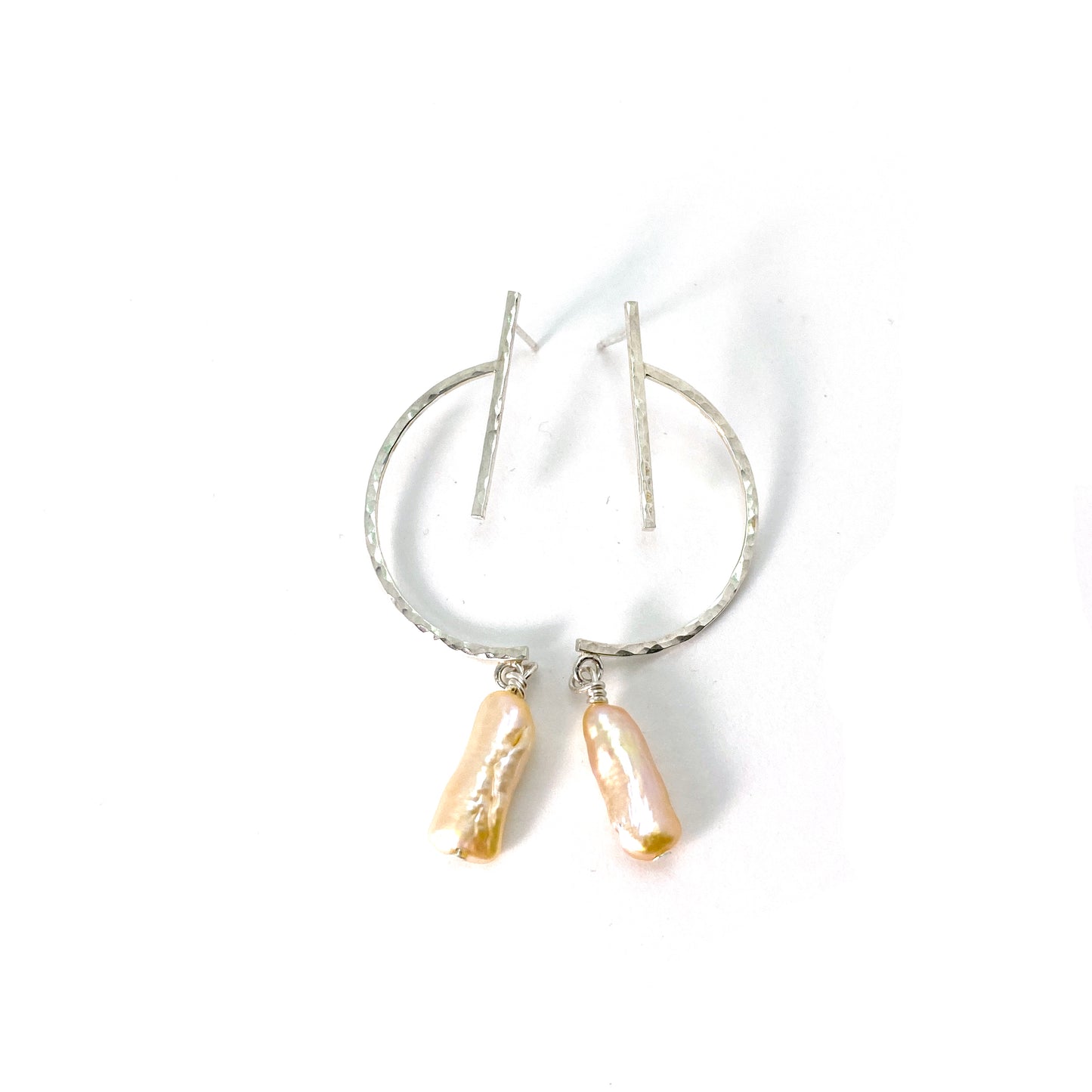 Ginger Modern Pearl Earrings in Sterling Silver