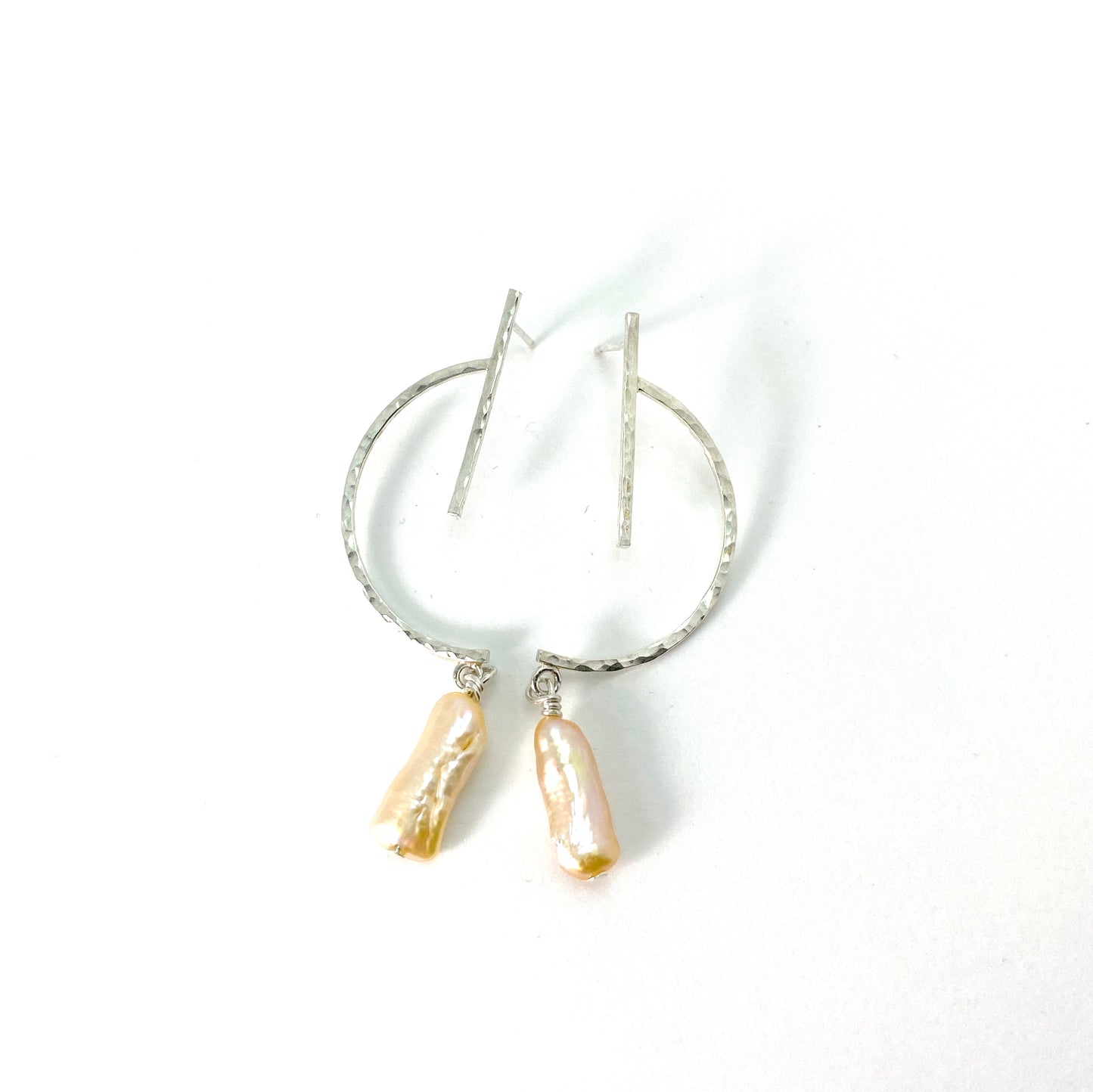 Ginger Modern Pearl Earrings in Sterling Silver