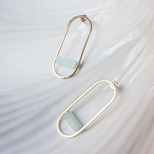 Gemstone Bar Paperclip Studs