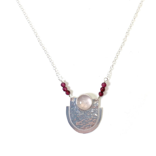 Irma Necklace in Rose Quartz and Garnet