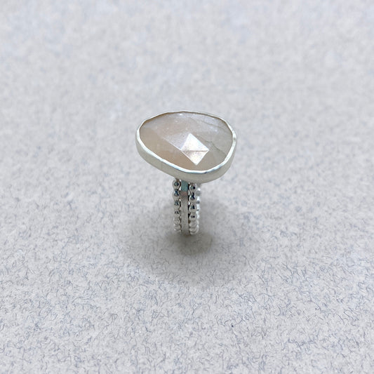 Rosecut Peach Moonstone Ring Size 7.5