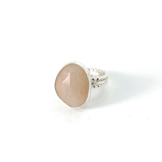 Rosecut Peach Moonstone Ring Size 7