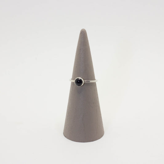Black Onyx 6mm Ring in Sterling Silver Size 7