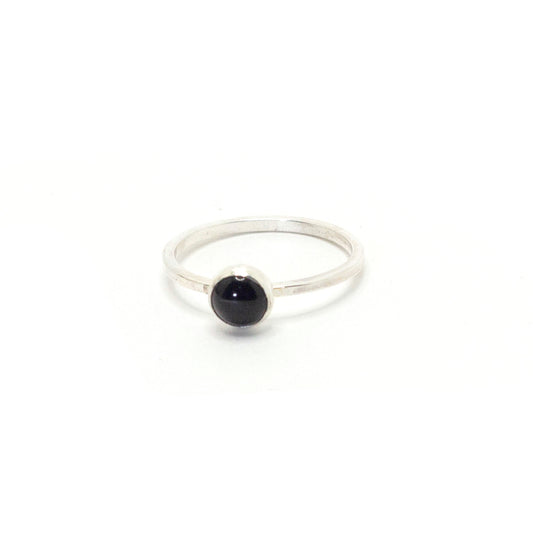 Black Onyx 6mm Ring in Sterling Silver Size 7
