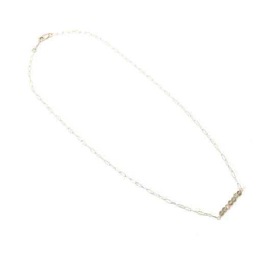 Mini Paperclip Chain and Labradorite Necklace