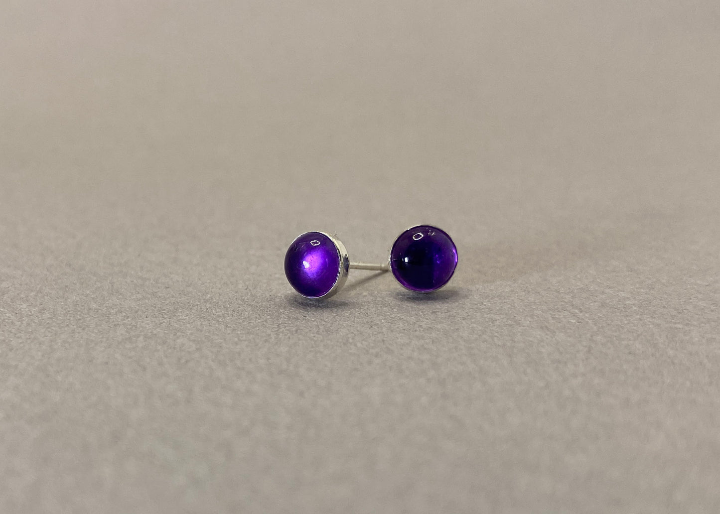Amethyst and Sterling Silver Dorothy Studs