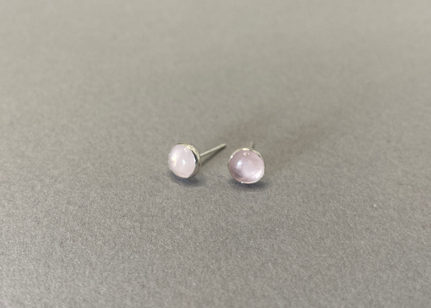 Rose Quartz and Sterling Silver Dorothy Studs