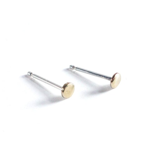 Dot Studs in Brass with Sterling Silver Posts